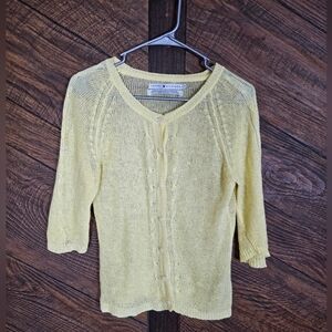 Tommy Hilfiger Butter Yellow Women's Lightweight Knit 3/4 Sleeves Cardigan